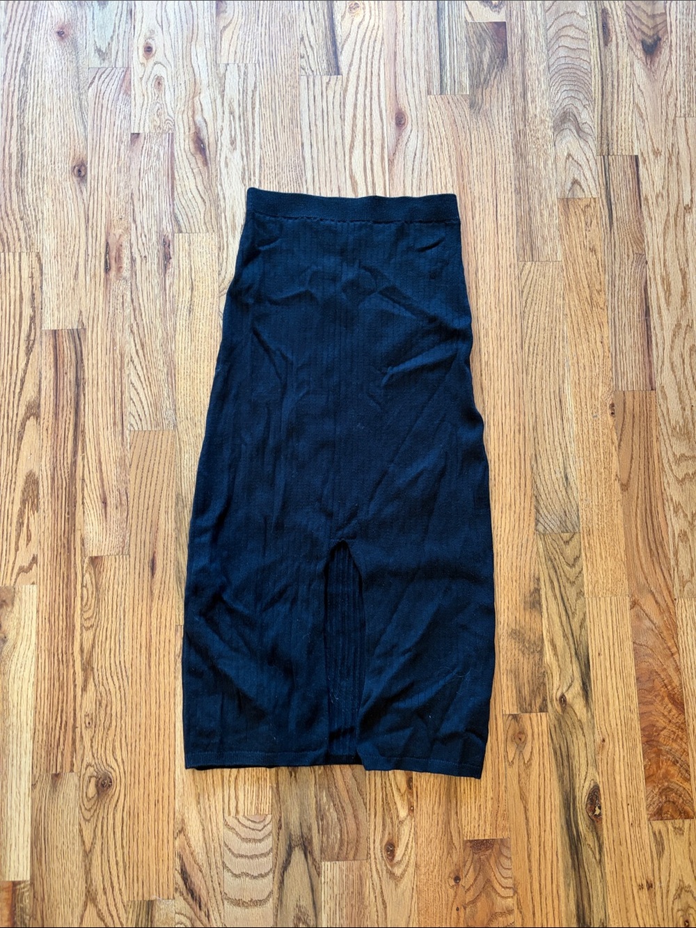 Free People Black Ribbed Midi Skirt